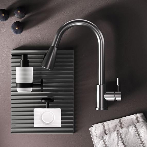 Смеситель для кухни AM.PM X-Joy S F85B07511 высокий, с выдвижным изливом, сатин-4