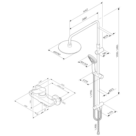 Душевая система AM.PM X-Joy F40885A24 со смесителем