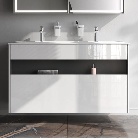 Тумба с раковиной 120 AM.PM Func M8FFUX1201WG подвесная/напольная на ножках белый глянец