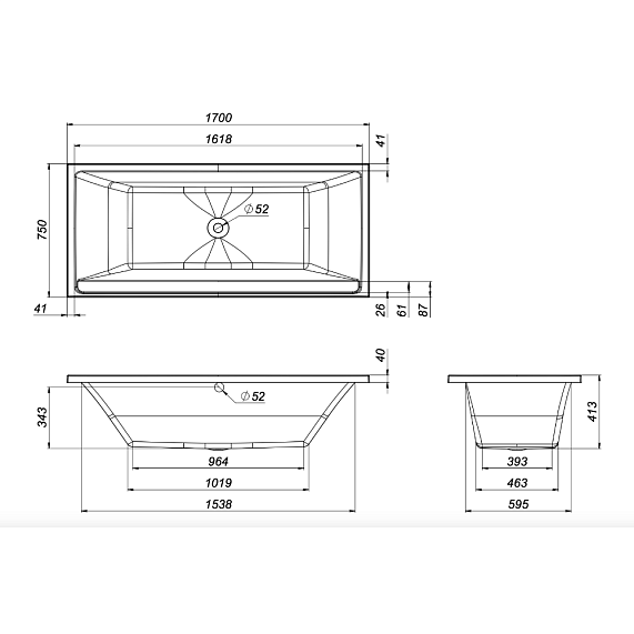 Ванна акриловая 170x75 AM.PM Inspire 2.0 W52A-170-075W-A белая глянцевая