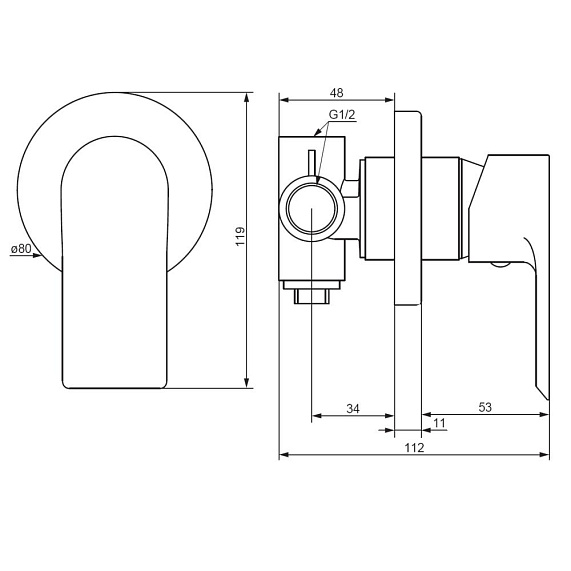 Смеситель для душа Damixa Apollo 477500000 хром встраиваемый-3