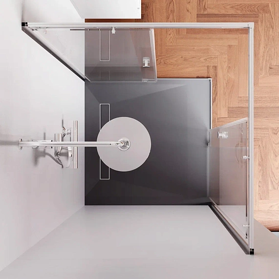 Душевое ограждение без поддона 100x100 AM.PM X-Joy W94G-403-100100-MT1K профиль серебристый-2