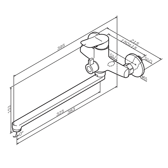 Смеситель для ванны и душа AM.PM Force F9F90200 длинный излив, хром-10