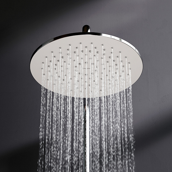 Душевая система AM.PM X-Joy F40885A94 стойка с тропическим душем, хром + смеситель для ванны с длинным изливом, хром-3