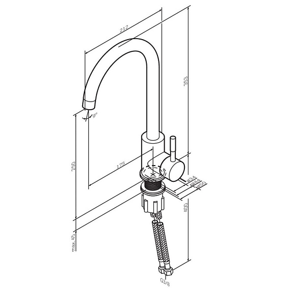 Смеситель для кухни AM.PM X-Joy S F85B07122 высокий, черный-10