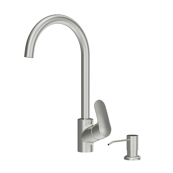 Смеситель для кухни AM.PM Like F8007D11 высокий, сатин + дозатор для моющего средства-8