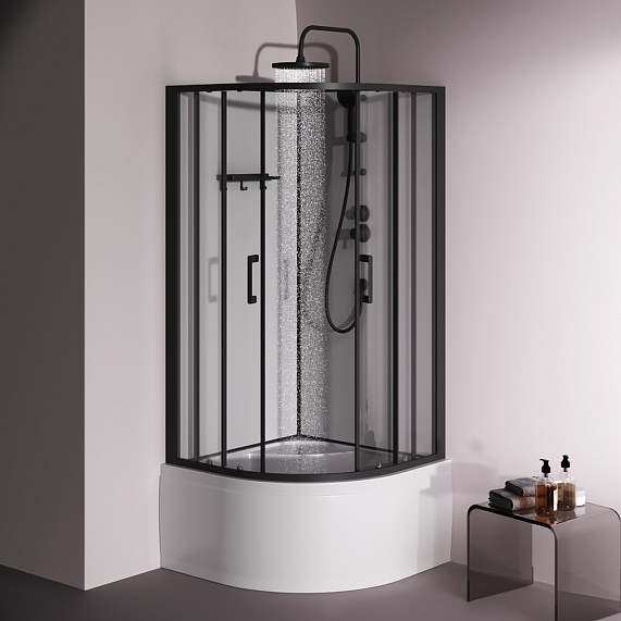 Душевая кабина 90x90 AM.PM Above W9XC-401A-9090BT профиль черный матовый, высокий поддон-2
