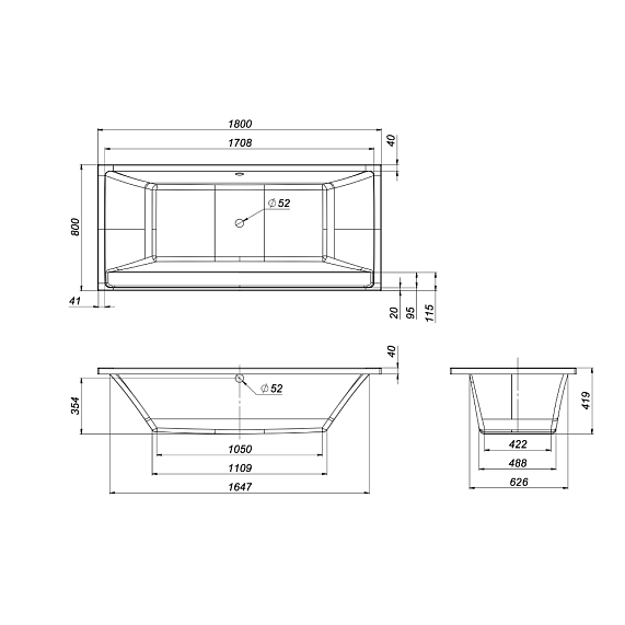 Ванна акриловая 180x80 AM.PM Inspire 2.0 W52A-180-080W-A белая глянцевая