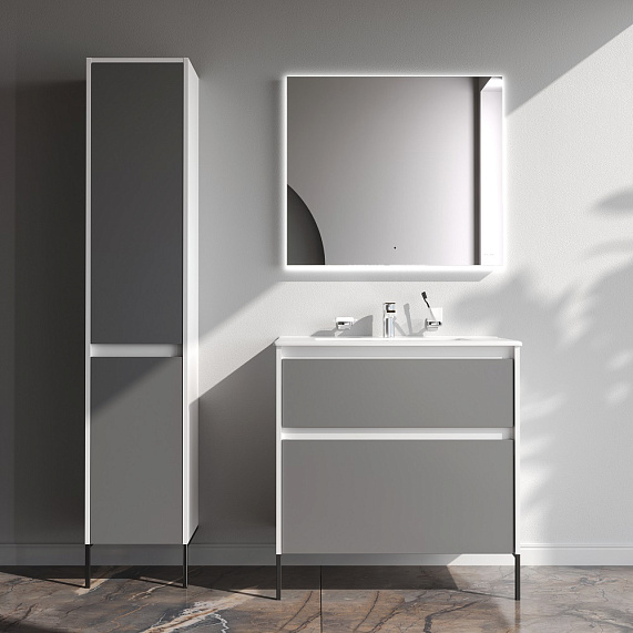 Тумба под раковину 80 AM.PM Flash M9HFUX0802GM фасад серый матовый, корпус белый матовый-3