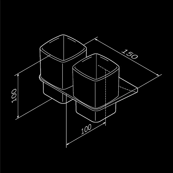 Стакан для зубных щеток настенный двойной AM.PM Inspire 2.0 A50A343422 стеклянный, черный-7