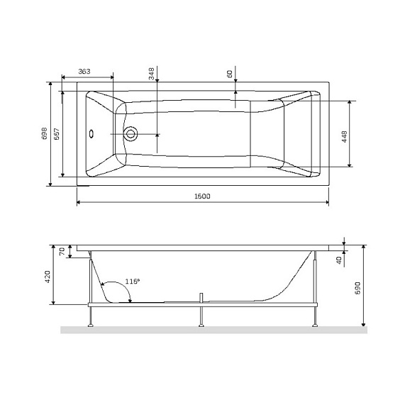 Каркас для ванны 150х70 AM.PM Gem W93A-150-070W-R