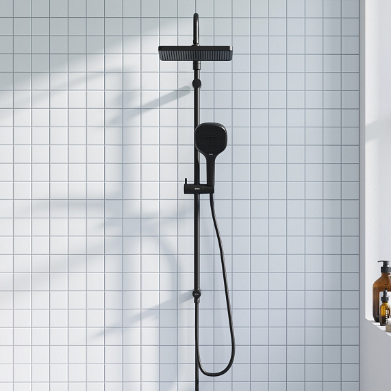 Душевая система Damixa Merkur 940000300 стойка с тропическим душем, черный-1