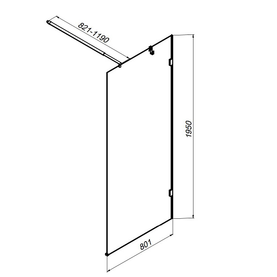 Душевая перегородка 80x195 AM.PM X-Joy W94WI-80-F1-BTE прозрачное стекло, профиль черный матовый-6
