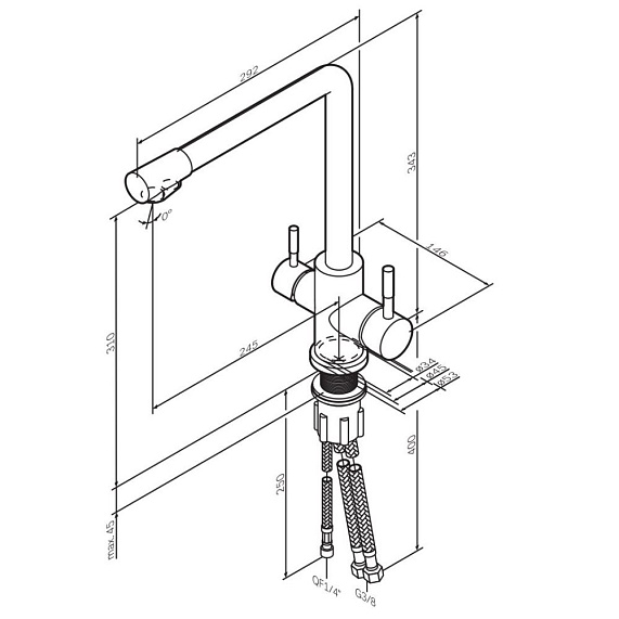 Смеситель для кухни AM.PM X-Joy S F85B05711 высокий, с каналом питьевой воды, сатин-11