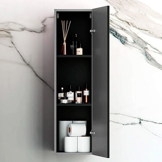 Шкаф-пенал для ванной 30 AM.PM Struktura M9SCHR0306BMVS навесной, черный матовый-7