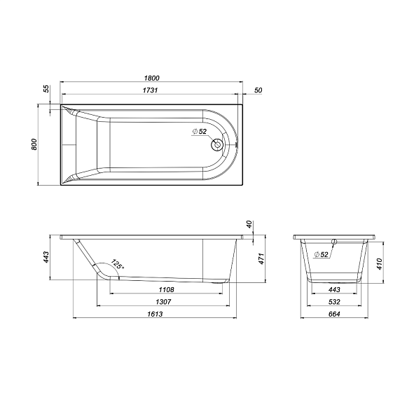 Ванна акриловая 180x80 AM.PM Spirit W72A-180-080W-A2 белая глянцевая