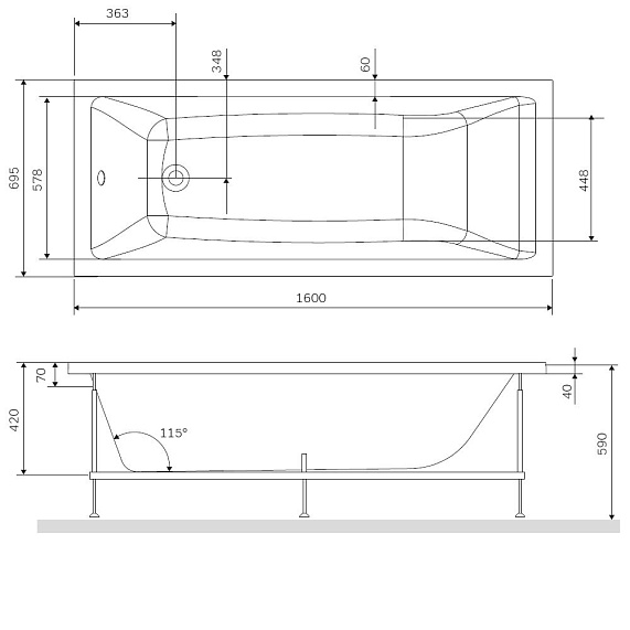 Каркас для ванны 160x70 AM.PM Gem W93A-160-070W-R