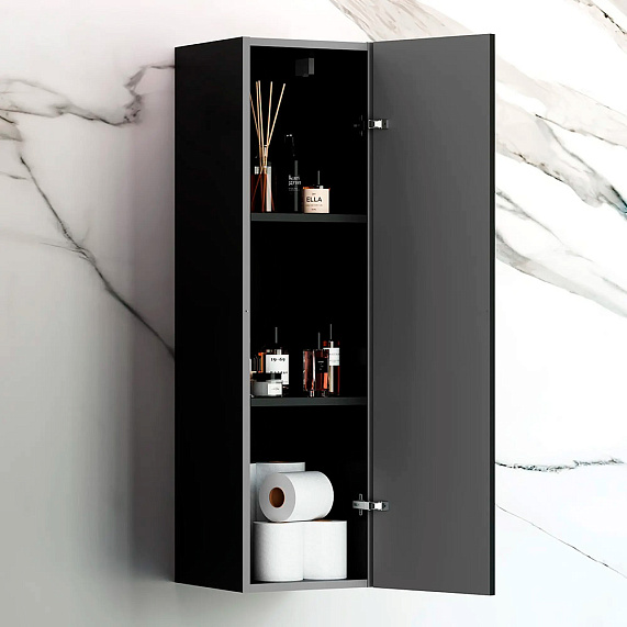 Шкаф-пенал для ванной 30 AM.PM Struktura M9SCHR0306BMVS навесной, черный матовый-6