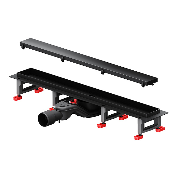 Душевой трап (лоток) 60 AM.PM MasterFlow W01SC-U11-060-04BM комбинированный затвор с черной матовой решеткой под плитку-21