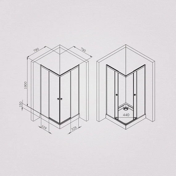 Душевое ограждение без поддона 80x80 AM.PM X-Joy W94G-403-8080-BT1K профиль черный матовый-6