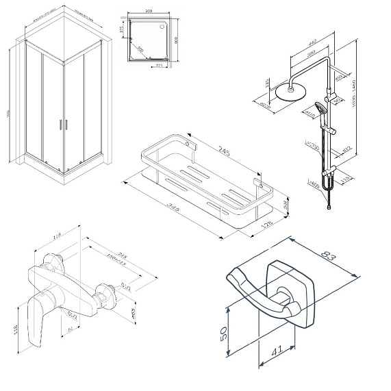 WK90EO Gem Комплект ограждение 90*90 квадрат, черный-5