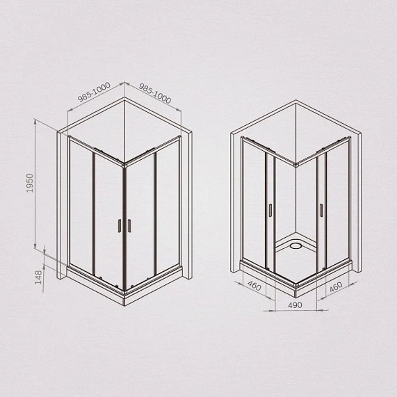 Душевое ограждение без поддона 100x100 AM.PM Gem W90G-403-100100-BT профиль черный матовый-6