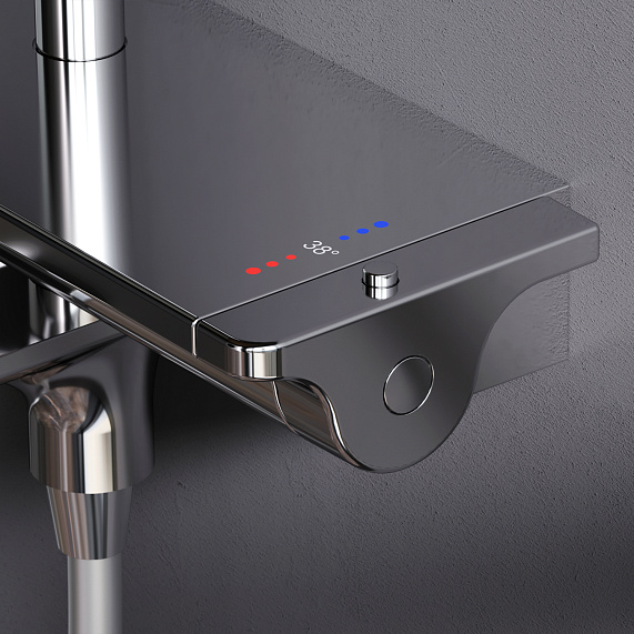 Душевая система AM.PM Spirit 2.0 F0770A500 стойка с тропическим душем, термостатом, смесителем, изливом, хром-3