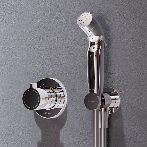 Гигиенический душ со смесителем AM.PM X-Joy F0H85A400 хром встраиваемый, термостат, шланг 1200, держатель-2