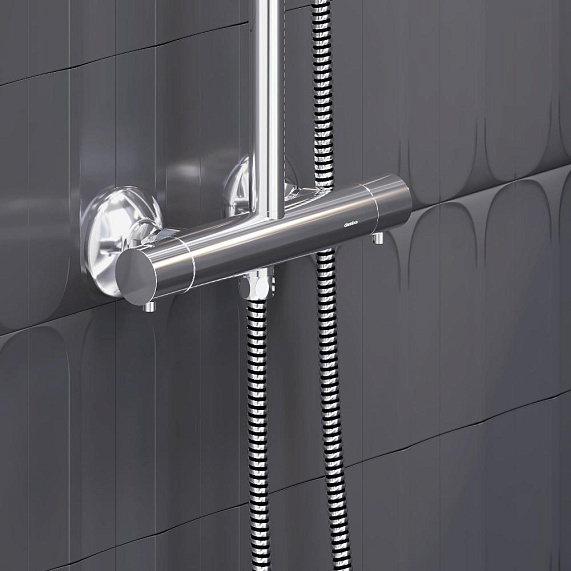 Душевая система Damixa Jupiter 977800000 стойка с тропическим душем, термостатом, смесителем, хром-2