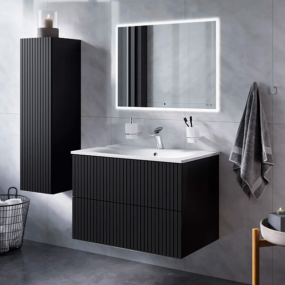 Шкаф-пенал для ванной 30 AM.PM Struktura M9SCHR0306BMVS навесной, черный матовый-4