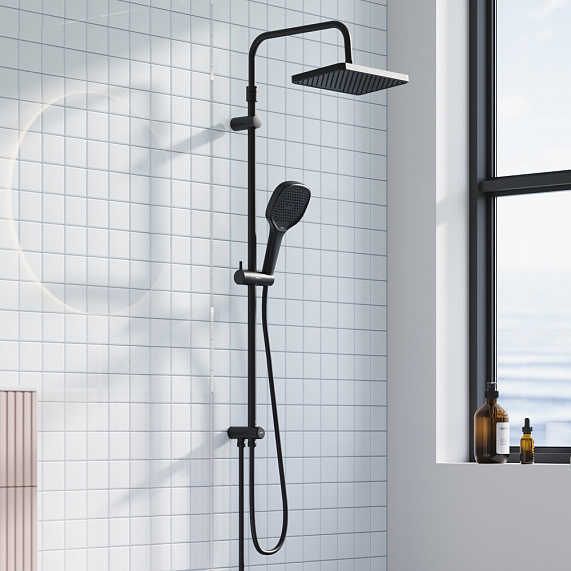 Душевая система Damixa Merkur 940000300 стойка с тропическим душем, черный