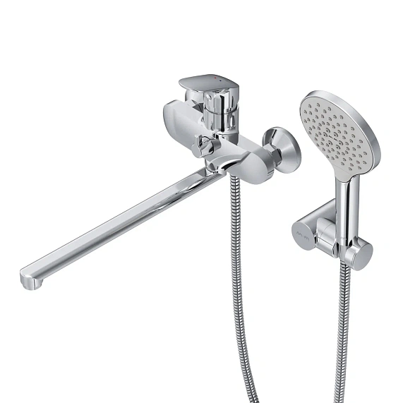 Смеситель для ванны и душа AM.PM Like F8095000 длинный излив, душевая лейка, шланг 1750, хром-8