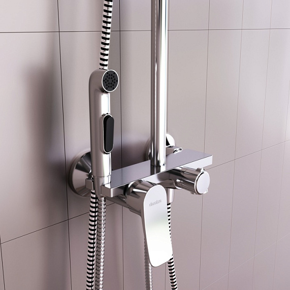 Душевая система Damixa Apollo DX220920000 стойка с тропическим душем, смесителем, хром-3