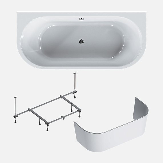 Ванна акриловая закругленная 170x75 AM.PM X-Joy W94A-170U75W-ARP белая глянцевая, комплект c каркасом, панелью-8