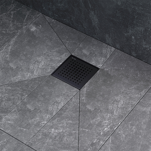Душевой трап 10x10 AM.PM MasterFlow W01BD-P11-010-01BM комбинированный затвор с черной матовой решеткой-5