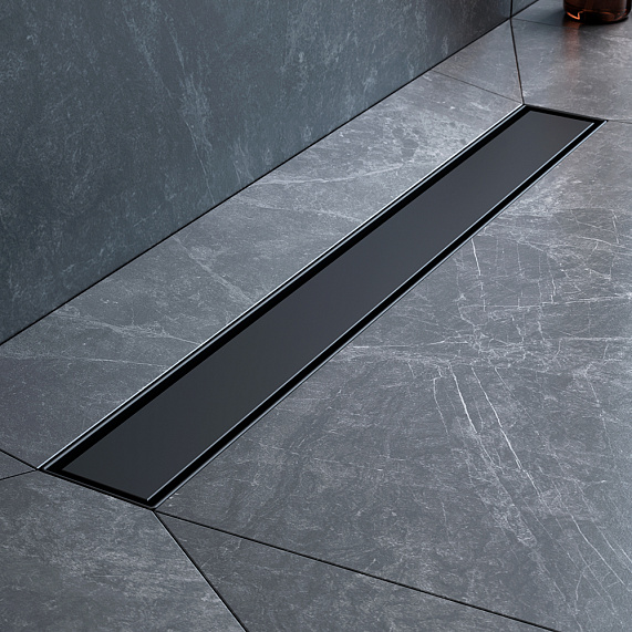 Душевой трап (лоток) 60 AM.PM MasterFlow W01SC-U11-060-04BM комбинированный затвор с черной матовой решеткой под плитку-9