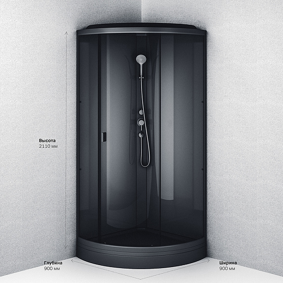 Душевая кабина 90x90 AM.PM Gem W90C-401-090BT профиль черный матовый, низкий поддон-8