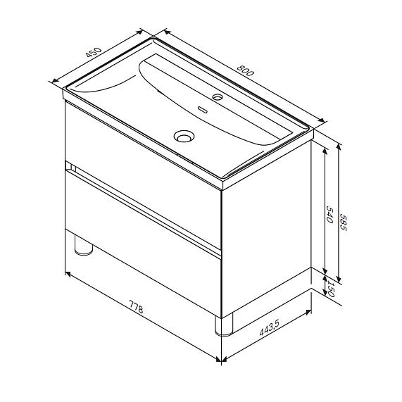 Тумба под раковину 80 AM.PM Above M9XFSX0802OF напольная, под дерево-11