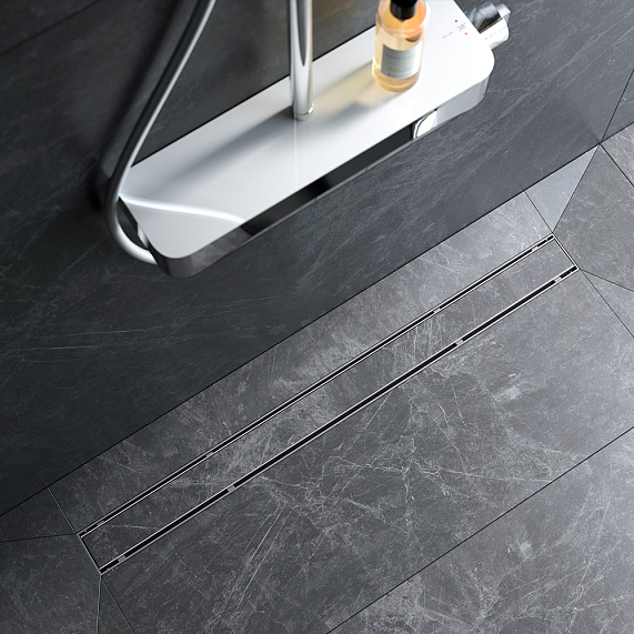 Душевой трап (лоток) 90 AM.PM PrimeFlow W02SC-U11-090-04SB комбинированный затвор со стальной матовой решеткой под плитку-2