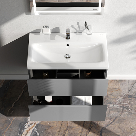 Тумба с раковиной 75 AM.PM Gem M90FHX07522GM подвесная графит матовый