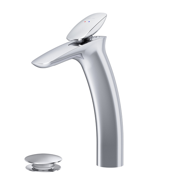 Смеситель для раковины (умывальника) AM.PM Spirit 2.0 F70A92200 высокий с донным клапаном, хром-8