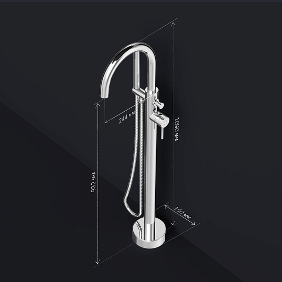 Смеситель для ванны и душа AM.PM Sense F7514100 напольный, хром-6