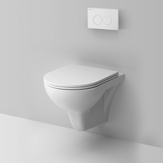 Унитаз подвесной безободковый с инсталляцией AM.PM Gem IS70101.901700 сиденьем микролифт, белой механ. клавишей-2