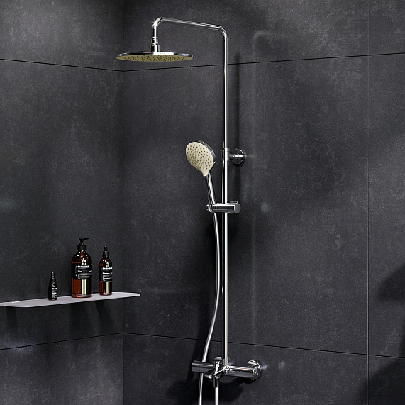 Душевая система AM.PM Moxie F079M500 стойка с тропическим душем, смесителем, термостатом, хром