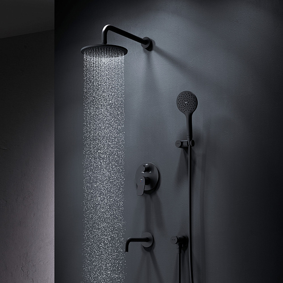 Встраиваемая душевая система AM.PM X-Joy FB85A3RH32 черный: тропический верхний душ, излив с душевой лейкой-1