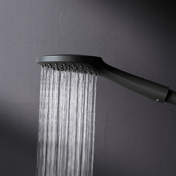 Душевая система AM.PM Sunny F0785C922 стойка с тропическим душем, смесителем, изливом, черная матовая-6