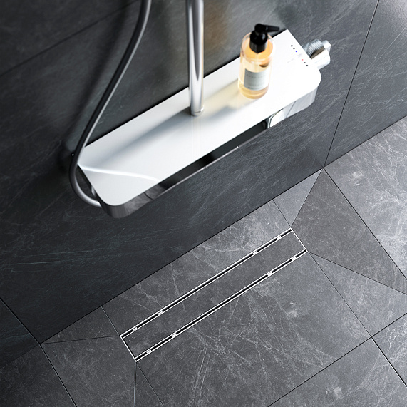 Душевой трап (лоток) 50 AM.PM PrimeFlow W02SC-U11-050-04SB комбинированный затвор со стальной матовой решеткой под плитку-2