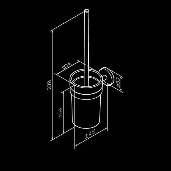 Ершик для унитаза AM.PM X-Joy A85A33322 со стеклянной настенной подставкой, черный-7