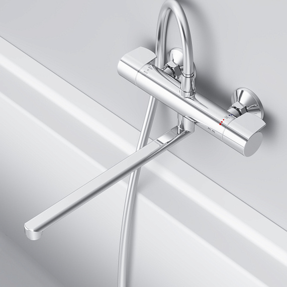 Смеситель для ванны и душа AM.PM X-Joy F85A50900 длинный излив, термостат, хром-2