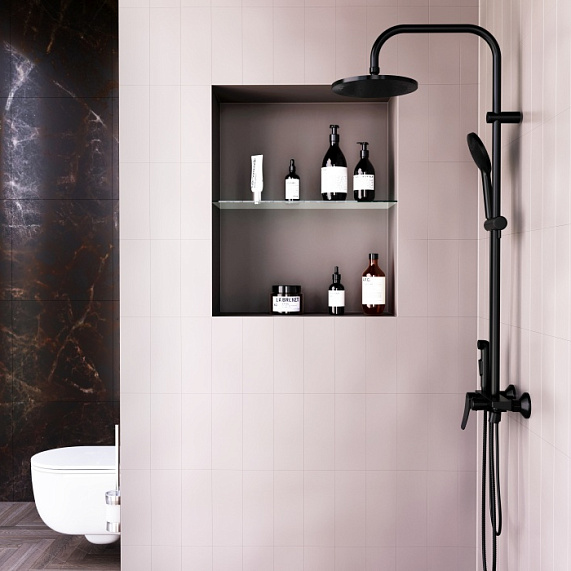 Душевая система Damixa Apollo DX220910300 стойка с тропическим душем, смесителем, черная матовая-2